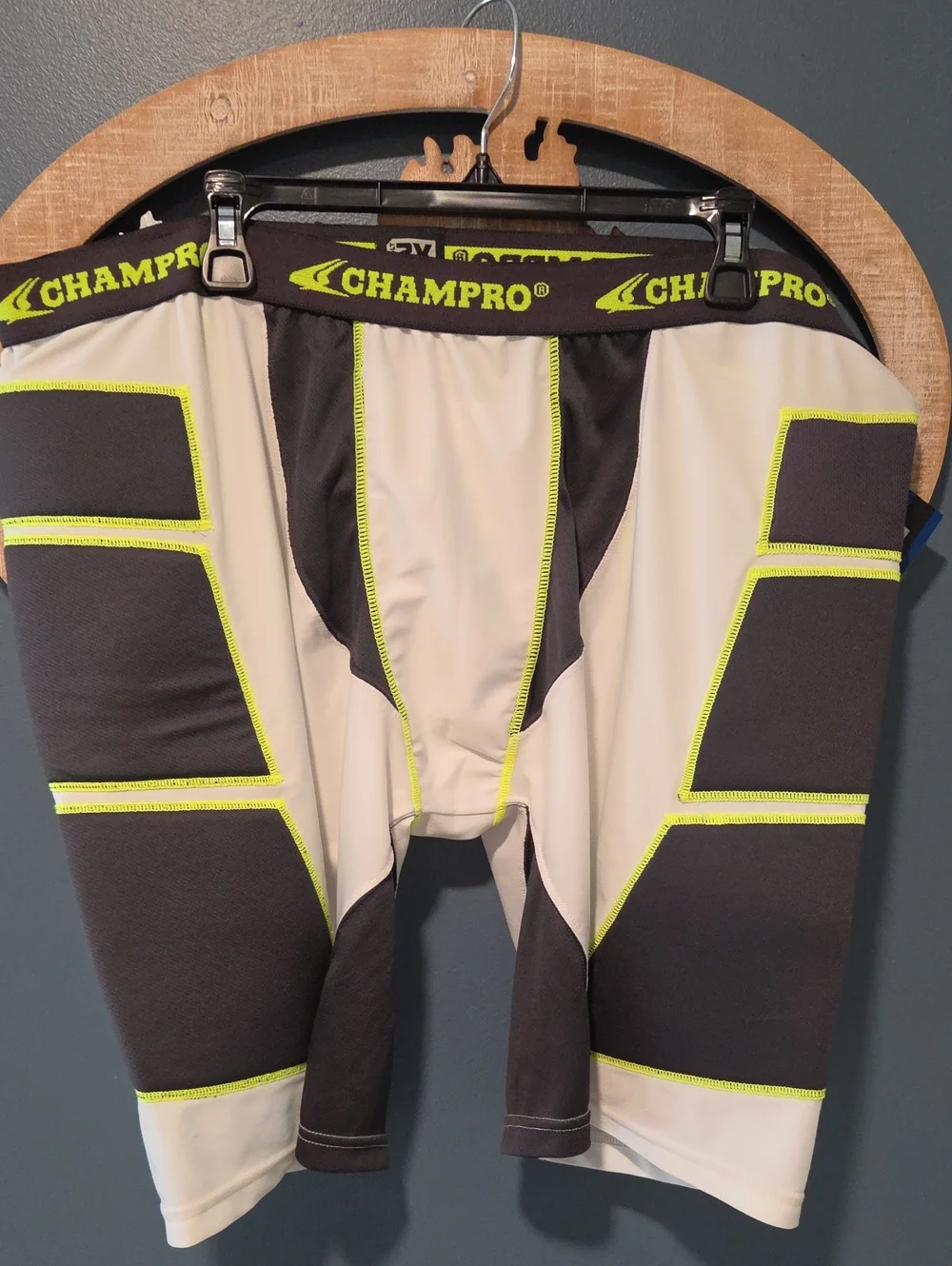 Men's White & Black Padded Compression Slidding Shorts with Neon Trim